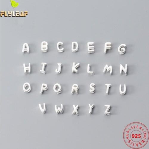 5pcs 925 Sterling Silver 26 English Letters Spacer Beads DIY Necklace Pendant Bracelet Charms Accessories Fine Jewelry Wholesal