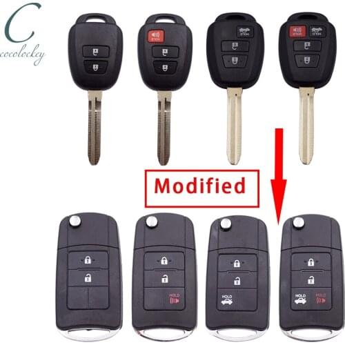 Cocolockey Flip Remote Key Shell Fit for Toyota Corolla Camry Reiz 12-17year 4button Folding Modified Car Keyless Head Key Fob