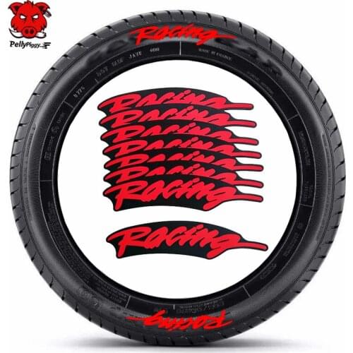 8Pcs/Lot Car Tire Decor Stickers Racing Tire Decals 3D Permanent PVC Joined Wheel Lettering Stickers Racing Stickers