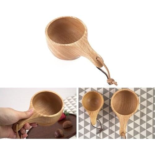 Rubber Wood Water Cup Japanese Style Wooden Milk Cup Wooden Breakfast Cup Mugs Beer Milk Mug Coffee Water Bottle Kitchen Tools
