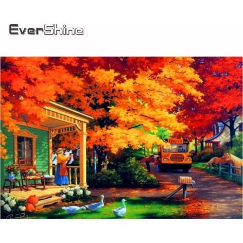 Evershine Diamond Embroidery Full Set Landscape Pictures Of Rhinestone Diamond Painting Lodge Cross Stitch Kit Home Art Decor