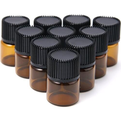 For Essential Oil Bottle Glass Bottles 100pcs Amber Glass Empty Bottle For Oil Perfume 1ml Mini Refillable Bottles Container
