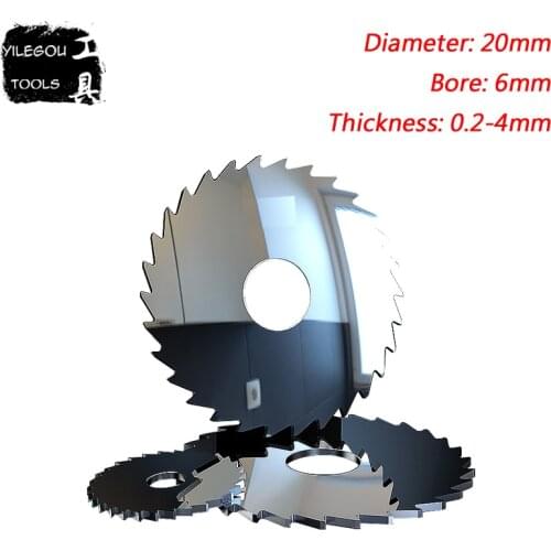 20x6mm Tungsten Steel Milling Cutter, 20mm Solid TCT Circular Saw Blades Cutting Stainless Steel. Thickness 0.2-4mm (Bore 6mm)