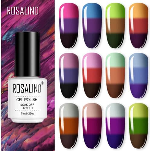 ROSALIND Nail Gel Polish Temperature Changing Thermal Vernis Semi Permanent Base Top Coat Manicure Cat Eyes UV Gel Nail Polish