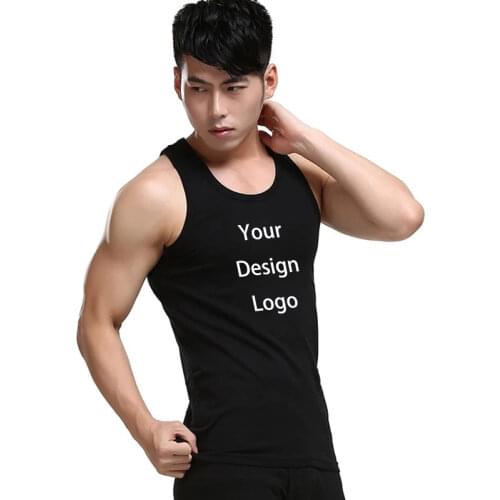 GILDAN Customized Men Tank Tops Summer Casual Sleeveless Bodybuilding Gym Clothing Cotton Solid Undershirts Male Tanks Tops