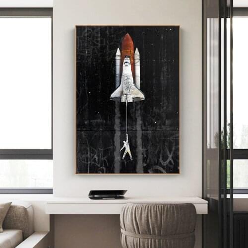 Graffiti Art Astronaut Space Dreaming Spacecraft Canvas Painting Wall Pictures for Living Room Posters and Prints Home Decor