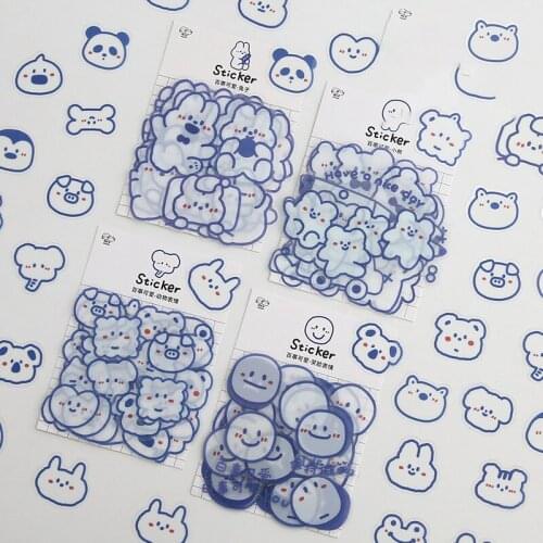Kawaii Rabbit Bear Smiling Face Stickers PET Decoration Diary Scrapbooking Album Stationery Sticker School Supplies