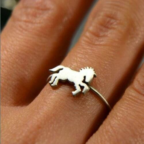 Hip Hop Male Female Small Horse Thin Ring Classic Silver Color Engagement Ring Luxury Metal Wedding Rings For Women Men