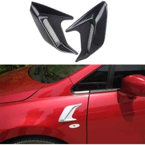 2PCS Car Vent Sticker Carbon Fiber Fake Vent Air Flow Fender 3D Shark Grille Sticker Car Simulation Side Vents Decorative