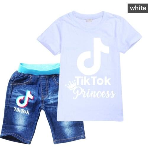 Boys Clothing Sets Summer New Kids Boys Short Sleeve T-Shirts +Denim Shorts 2Pcs Sets Casual Teenagers Tracksuit Clothes Outfit