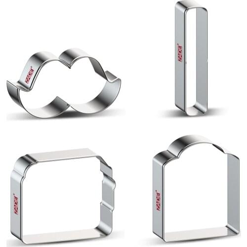ZADE Fathers Day Cookie Cutters Wallet,Cigar,Moustache, Shirt Biscuit and Fondant Cutter - Stainless Steel