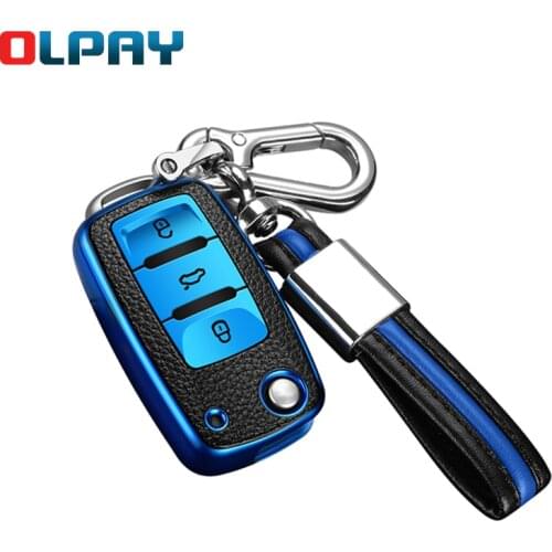 Leather+TPU Car Key Cover Case For Volkswagen VW POLO Tiguan Passat B5 B6 B7 Golf EOS Scirocco Jetta MK6 Octavia Accessories