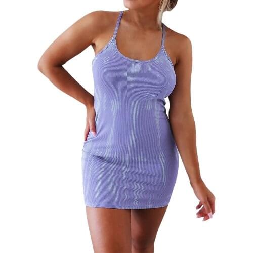 Summer Dress Women Sexy Sleeveless Bodycon Backless Party Dresses Tie-Dye Print Mini Beach Dress For Woman Vestidos Femme Robes