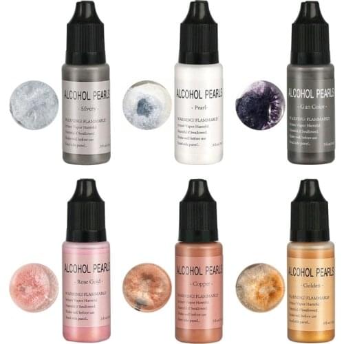 Metallic Alcohol Pigment 15mL Resin Dye Alcohol-Based Ink Concentrated Paint Epoxy Resin Colorant Resin Casting Crafts