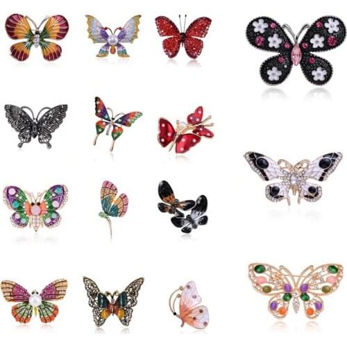 Fashion Handmade Animal Butterfly Brooch Butterfly Couple Crystal Brooch Rhinestone Men And Women Elegant Accessories Pin Brooch