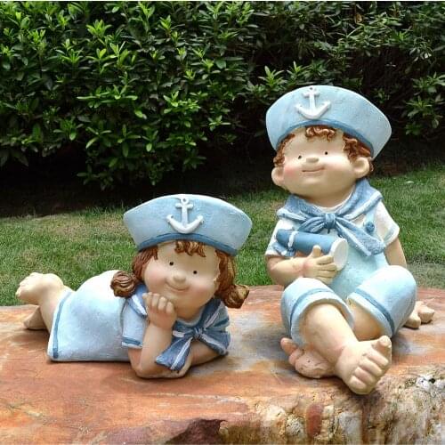 Outdoors Resin Navy Doll Figurines Crafts Garden Villa Kindergarten Statue Decoration Landscape Sculpture Ornaments Accessories
