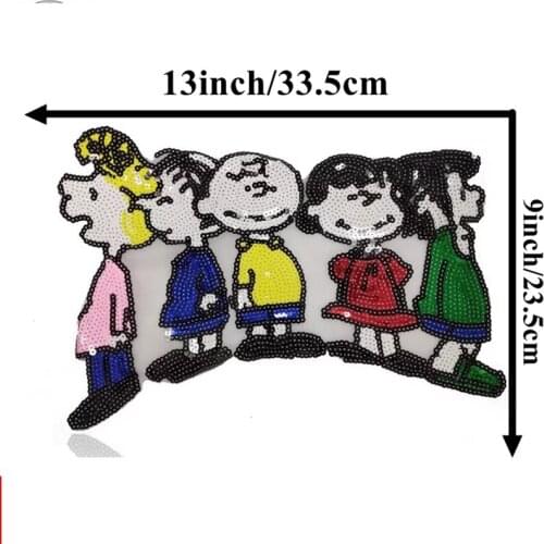 New Arrival Animated Cartoon Characters Doll Sequined Patch for Clothes DIY Sequins Embroidery Appliques Large Sewing Patchwork