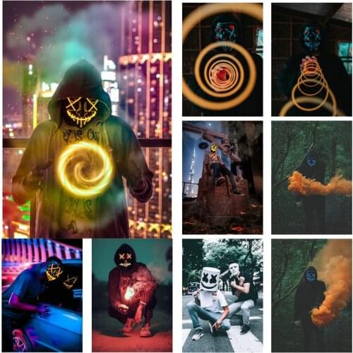 NEW Mask Burning News Car Smoke Magician Chakra Burj Khalifa Art Canvas Printing Graffiti Poster Modern Wall Canvas Art Poster