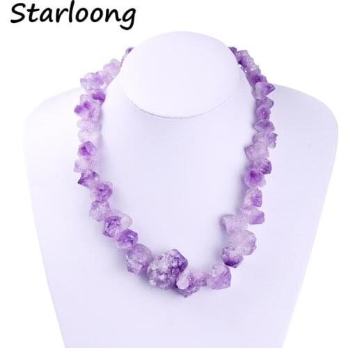New fashion jewelry amethysts quartzs natural stone beads semi-precious strand stone necklace for women Bijoux Joyas