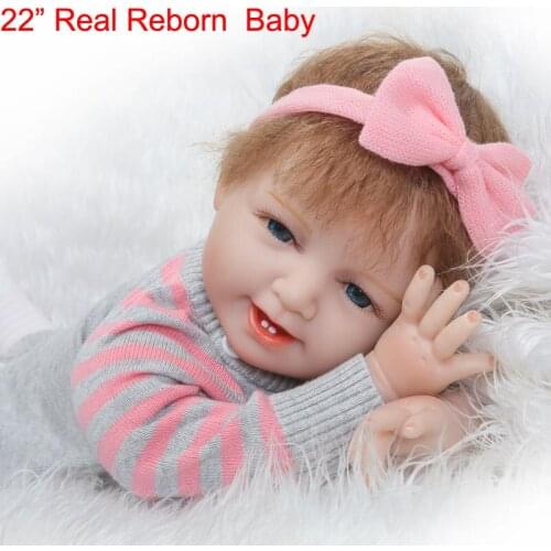 NPK fake reborn babies girl dolls 22"55cm soft body silicone dolls reborn for children gift bebe doll bonecas realistic dolls