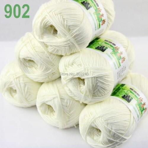 Lot of 6 Skeins Super Soft Natural Bamboo Cotton Knitting Yarn off Whit 902
