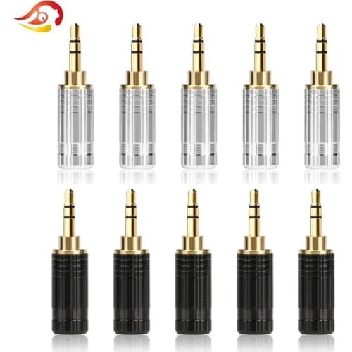 QYFANG 10pcs 2.5mm Audio Jack 3 Poles Stereo Earphone Plug Adapter HiFi Headphone 6.0mm Wire Hole Metal Solder Line Connector
