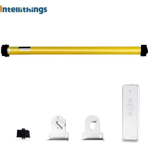 Intellithings Tuya WiFi Smart Motorized Electric Roller Blind Shade Rechargable for 36 38mm Tube RF Control Alexa Google Home