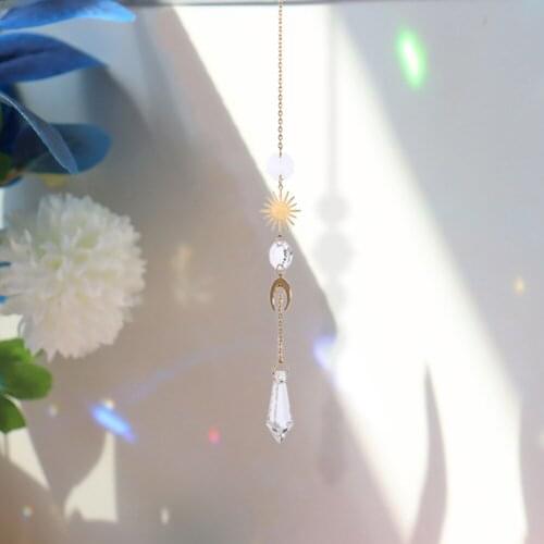 Sun Moon Crystal Sun Prisms Hanging Rainbow Chaser Lighting Accessories for Window Curtains Pendant Home Garden Decor