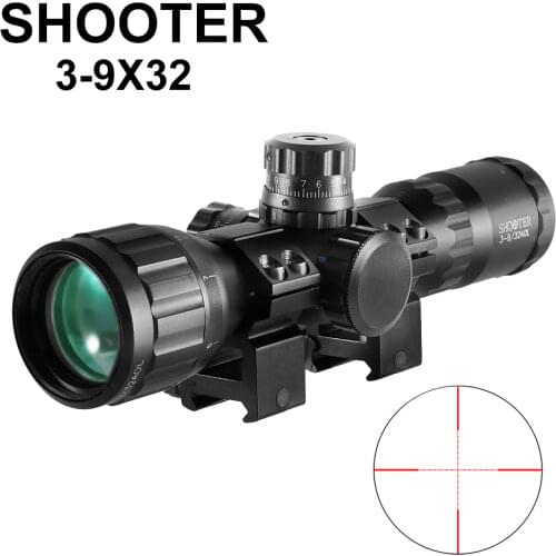 SHOOTER 3-9X32 AOL Short Tactical Riflescope with Blue &Red&Green Lights Mil-dot Optic Sight hunting optics for night hunting