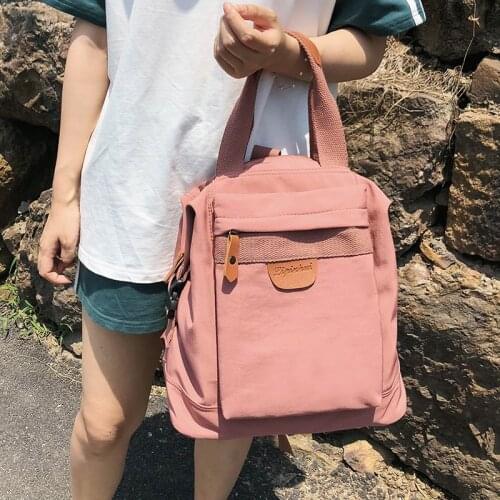 Women Vintage School Bag Girl ladies Nylon Backpack Cute Student Waterproof Backpack Female Long handle Book Bag Fashion Teenage