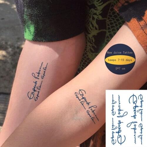 Waterproof Temporary Juice Ink Sticker English Words Fruit Gel Long Lasting Tattoo for Men Women