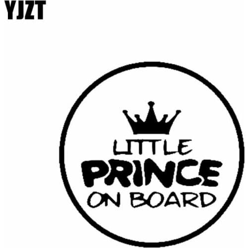 YJZT 12.7CM*12.7CM LITTLE PRINCE ON BOARD Car Decal Vinyl Crown Sticker Black/Silver C10-00778