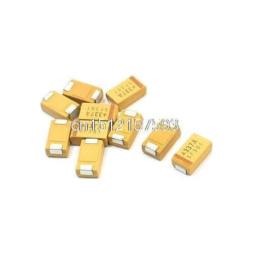 10PCS 7343 Case D 330uF 10V 7.3x4.3x3mm SMD SMT Tantalum Chip Capacitors