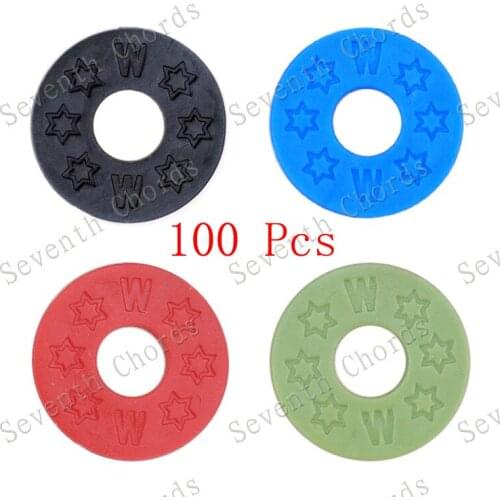 100 Pcs 4 Colors Rubber Bass Guitar Strap Blocks Strap Lock Soft Anti Slip Buckle Washer Cushions