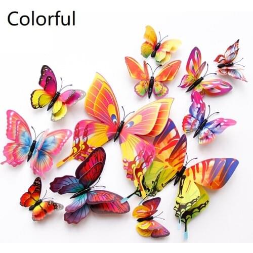 12pcs PVC 3d Butterfly wall decor cute Butterflies wall stickers art Decals home Decoration room wall art