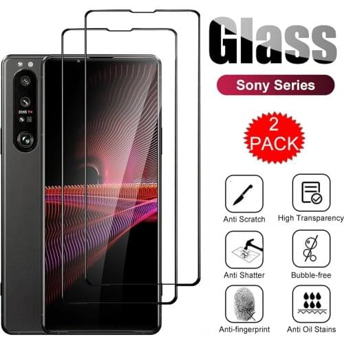 2 Pcs Protective Glass For Xperia 10 Glass For 1 II 5 II For Xperia 1 /5 /8 /8 Lite 10 Plus Tempered Glass Phone Cover Film