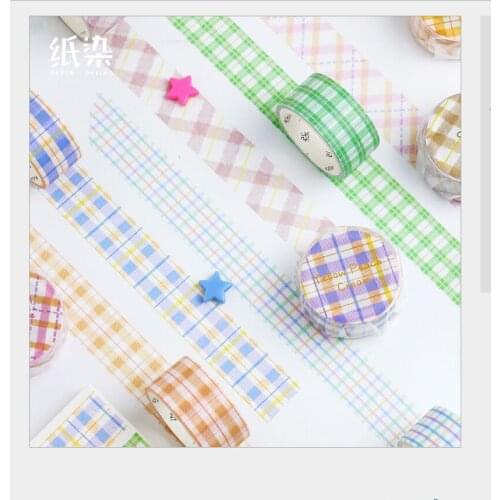 20mm wide sweet color plaids checks grid control square grid collage washi tape DIY Planner scrapbooking masking tape escolar