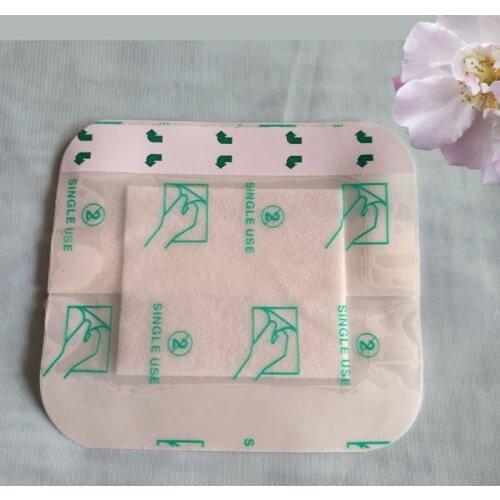 20pcs 6*7cm 9*10cm medical Pu transparent film cotton dressing paste intubation fixed transdermal wound waterproof breathable
