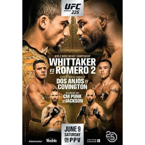 225 Fight -CM Punk vs Jackson, Whittaker vs Romero 2 Art Film Print Silk Poster Home Wall Decor 24x36inch