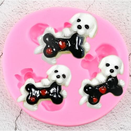 3D Cute Dog Bone Silicone Mold DIY Chocolate Candy Clay Molds Cupcake Topper Fondant Cake Decorating Tools Soap Resin Moulds