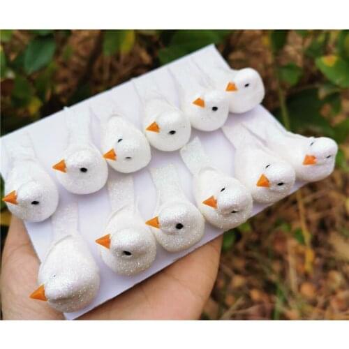 4*2CM/12PCS Craft Bird White Mini Artificial Foam Feathers Fake Birds ,Wedding Favors And Gifts,Home Decoration accessories