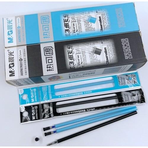 20 Pieces/Lot) M&G Magic Erasable Gel Pen Refill Black Blue 0.5mm School Kids Stationery Office Writing Supplies AKR67K01