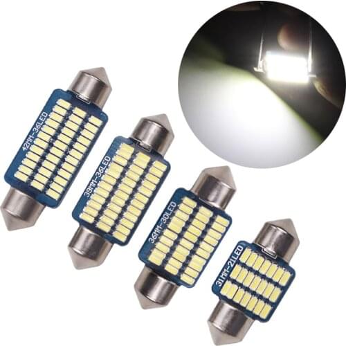 50Pcs 3014 LED Bulbs 31MM 36MM 39MM 41MM Festoon White Car Interior Lights Canbus Error Free For Dome Reading Light 12V