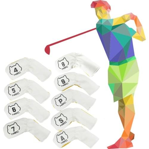 9x Animal Golf Club Head Covers Irons Putter Protector Wrap PU Leather