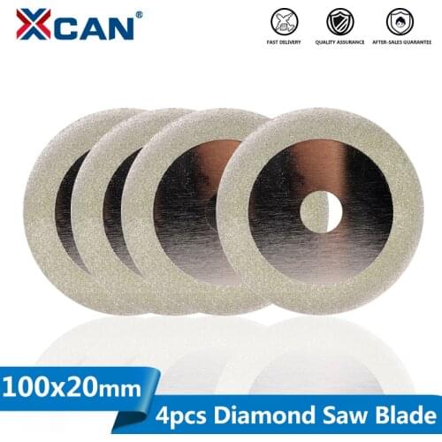 XCAN 4pcs Diamond Cutting Disc 4''(100mm) Saw Blade for Dremel Rotary Tools Grinding Wheel Circular Saw Disc