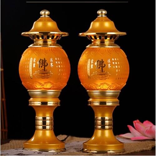 A PAIR 30cm large high grade Buddhism worship LED lamp HOME Temple shrine enshrine Sakyamuni guanyin buddha Bless safety health