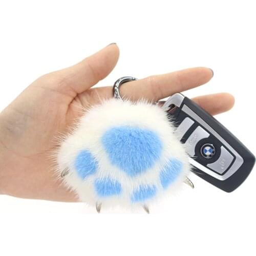 Trinket Keychains Jewelry Key-Ring Fur pendant Cat paw Little Women Cute Car-Bag Cute Pendant