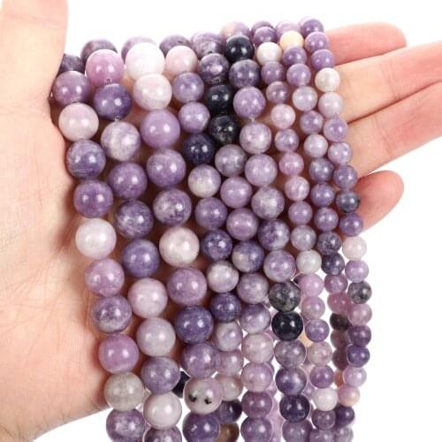 Natural Stone Beads Lilac Natural Stone Loose Beads for Jewelry Making Needlework DIY Bracelet Strand 4-12 MM