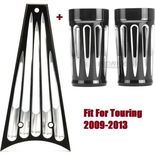 Black Deep cnc cut Frame Grill Fork slider boots covers Fit For harley Electra Glide Classic FLHTC Standard FLHT 2009 Road King