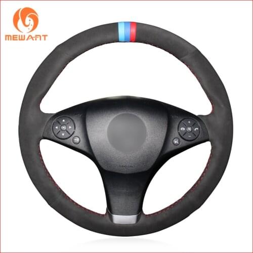 MEWANT Black Suede Car Steering Wheel Cover for Mercedes Benz C180 C200 C350 C300 CLS 280 300 350 500 GLK 300 2008-2010 Parts